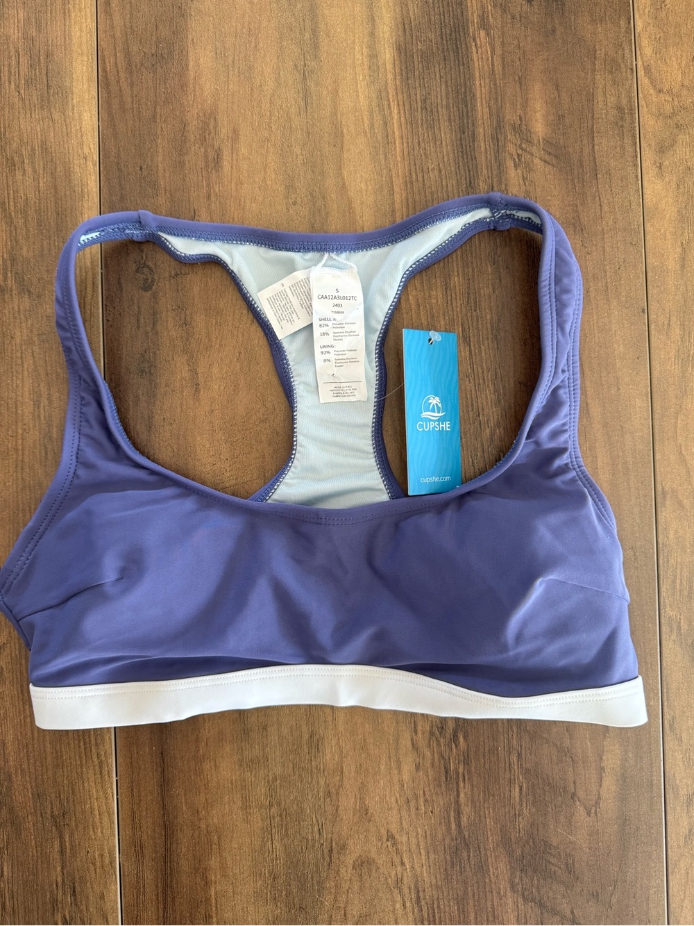 Cupshe Women’s Small Bikini Swimsuit Top Purple New With Tags Removeable Pads